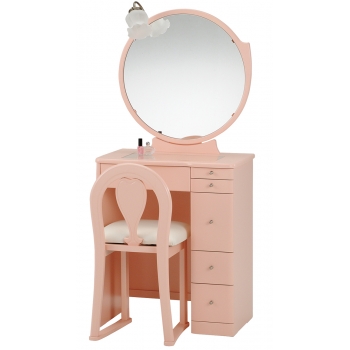 ドレッサー 一面鏡 鏡台 ミルキー ピンク色